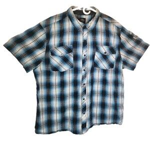 HARLEY-DAVIDSON MEN'S 2XL SNAP UP PLAID SHORT SLEEVE SHIRT BLUE/BLACK